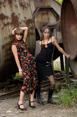 Two fashion girls clipart
