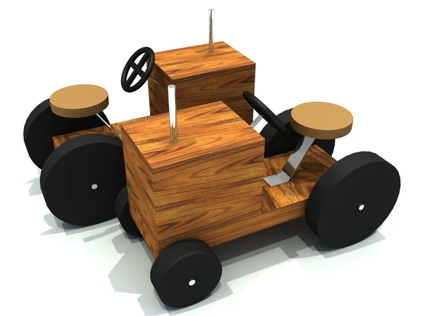 两个玩具木拖拉机 — 图库照片