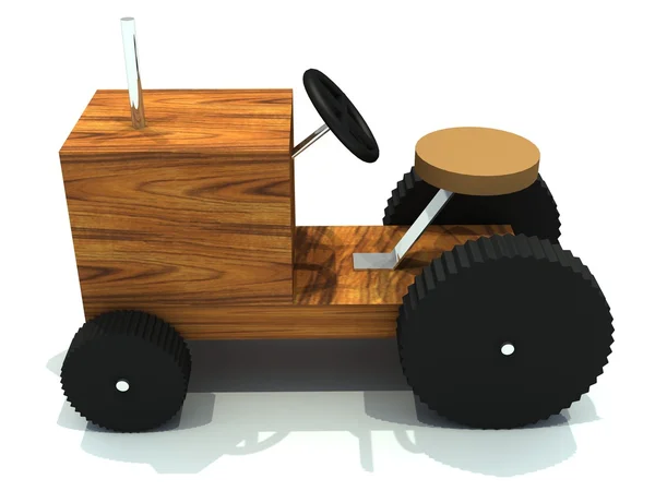 木制玩具拖拉机 — 图库照片
