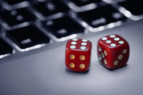 stock image Dice on computer keyboard