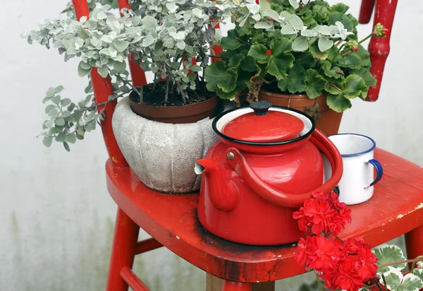 stock image Chair and with flowers on top