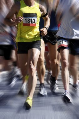 Marathon runners - blurred motion clipart