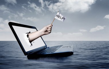 Laptop at sea clipart