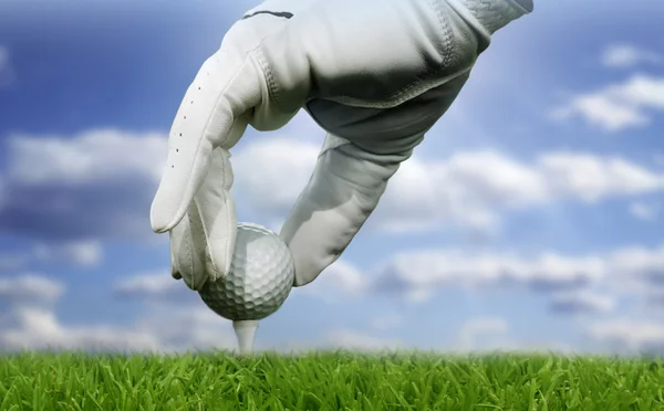 Zbliżenie piłki golfowej — Zdjęcie stockowe