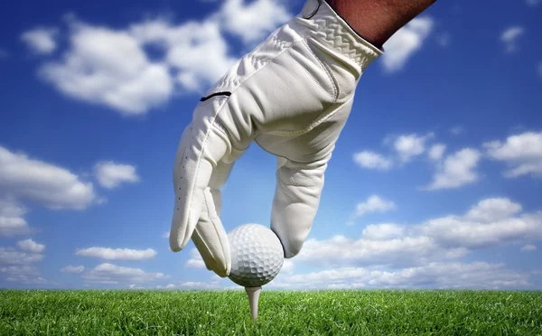 Närbild av en golfboll — Stockfoto