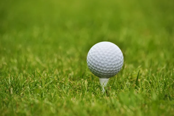 Bola de golfe na grama, close-up — Fotografia de Stock