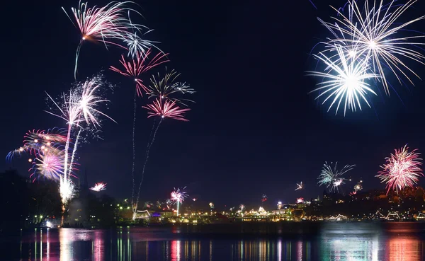 stock image Fireworks over Stockholm