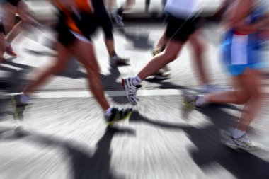 Marathon runners - blurred motion clipart