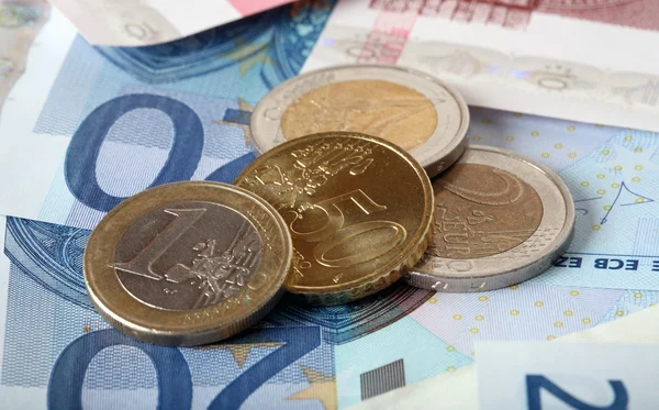 Billetes en euros de colores — Foto de Stock