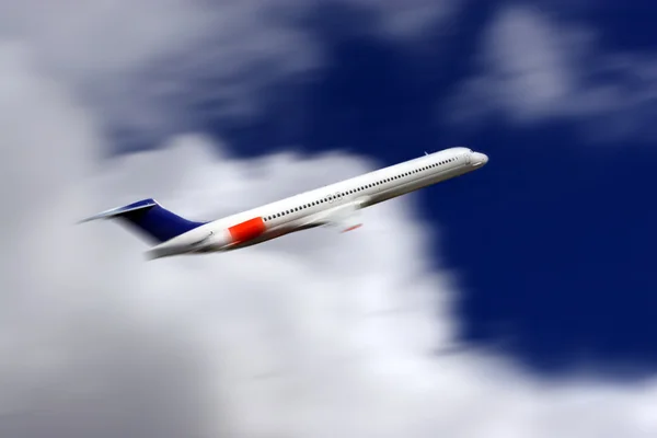 Vliegtuig boven de wolken — Stockfoto