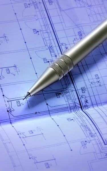 A blueprint ceruza — Stock Fotó