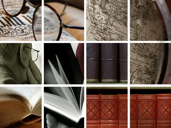 Collage of library ambiance — Stock Photo, Image