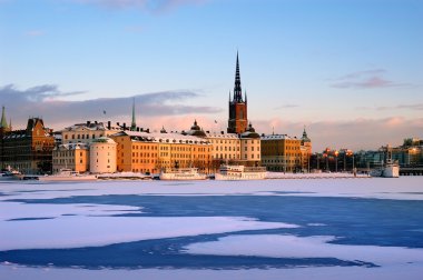 Winter in Stockholm with snow clipart