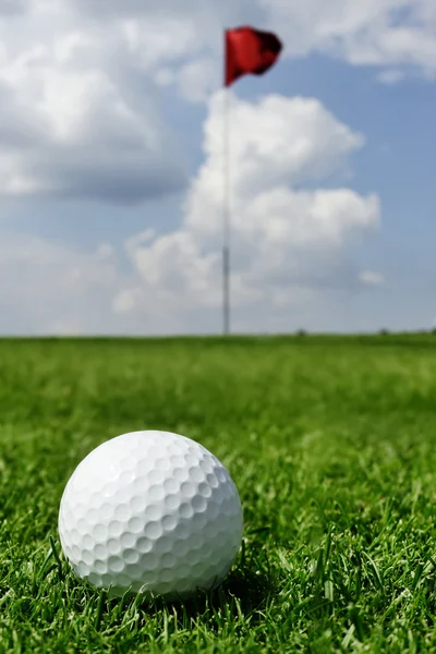 Golfbal en vlag — Stockfoto