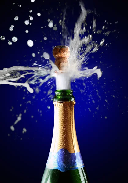 Close up of champagne cork popping — Stock Photo, Image