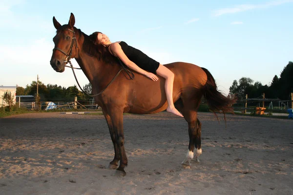 Молода дівчина на коні — стокове фото