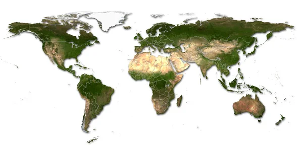 Hola detalle mapa del mundo real con fragmentación de países territoriales — Foto de Stock