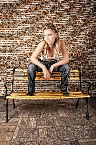 stock image Street style on a bench