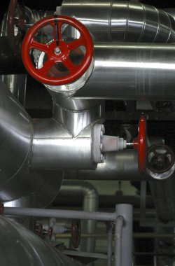 Red valve stainless steel pipes clipart