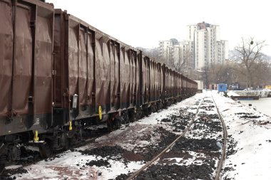 Trains in freight yard clipart