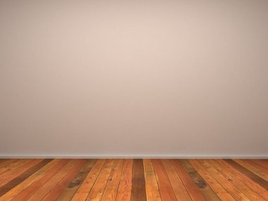 3d empty room's wall with wood parquet clipart