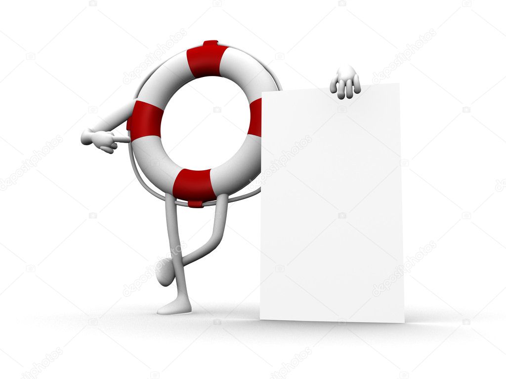 Life buoy with an empty board