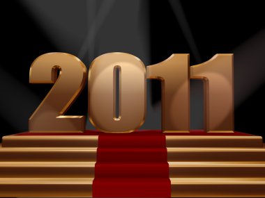 2011 on red carpet and gold podium clipart