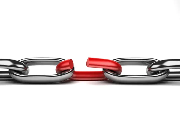 stock image Isolated broken chain with red link