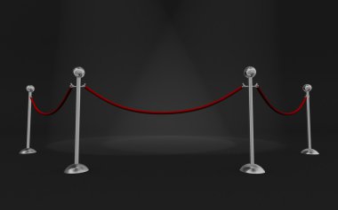 Rope barrier in a dark scene with scene lights clipart