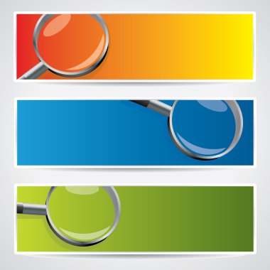 Vector banner set with magnifiers clipart