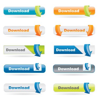 Vector download button set clipart