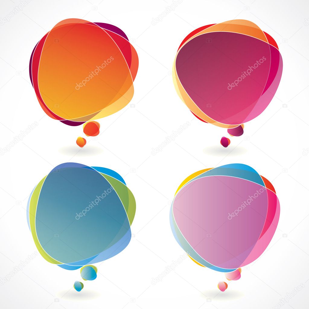 Colorful speech bubble set with transparency
