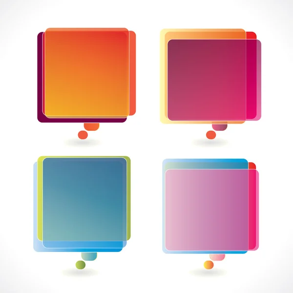 Colorful rectangular speech bubble set — Stock Vector