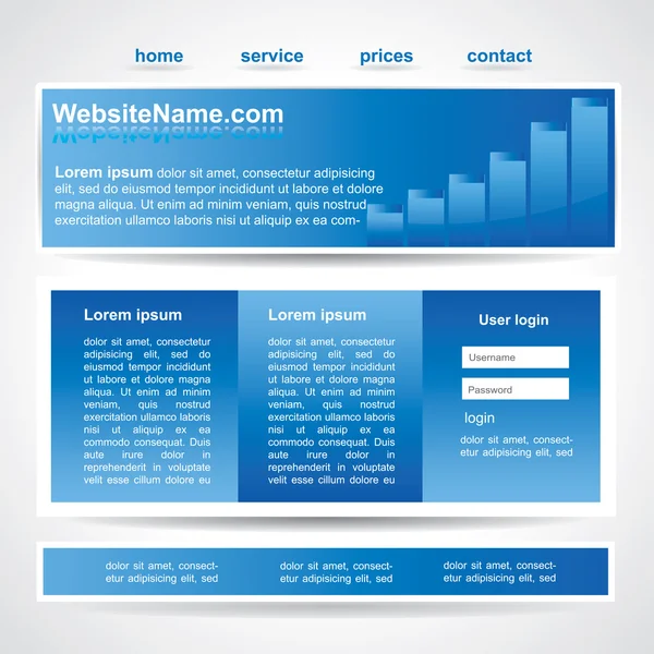 Plantilla de sitio web azul simple pero moderno — Archivo Imágenes Vectoriales