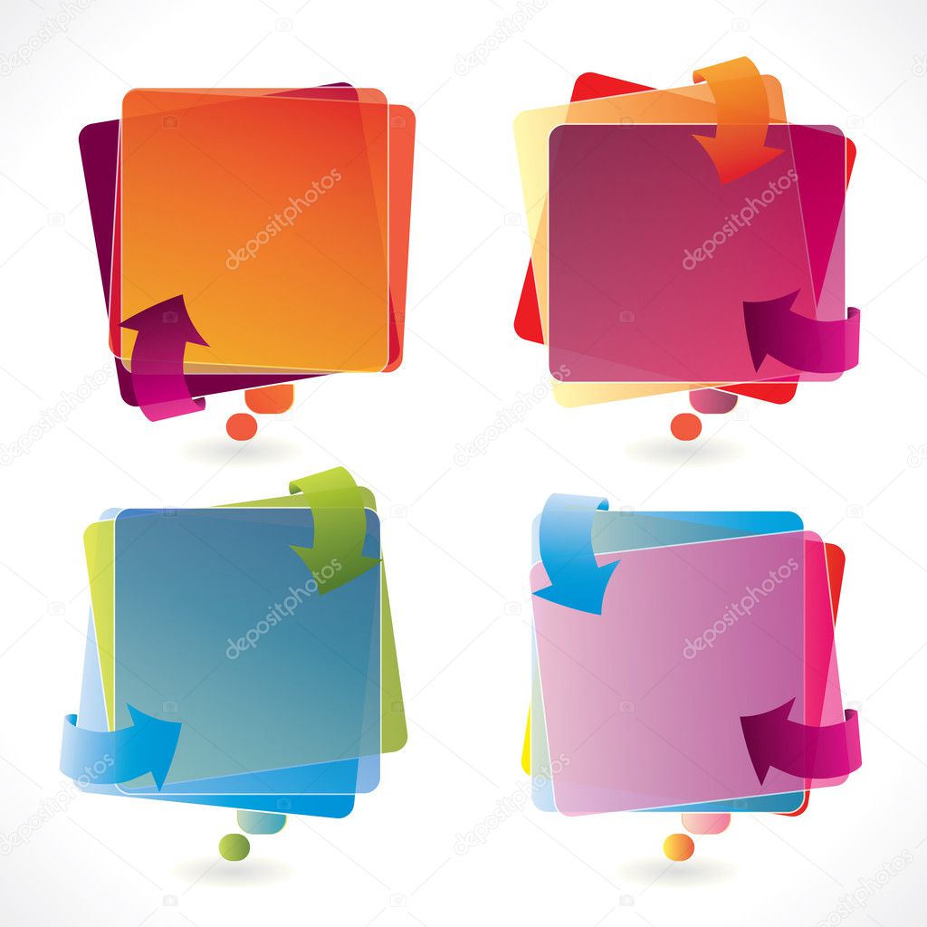 Colorful vector speech bubble set with arrows