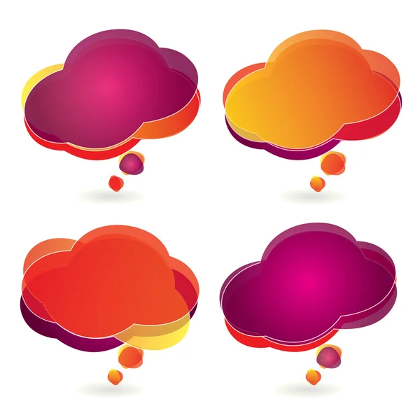 Kleurrijke bewolkt vorm tekstballon instellen met transparantie — Stockvector