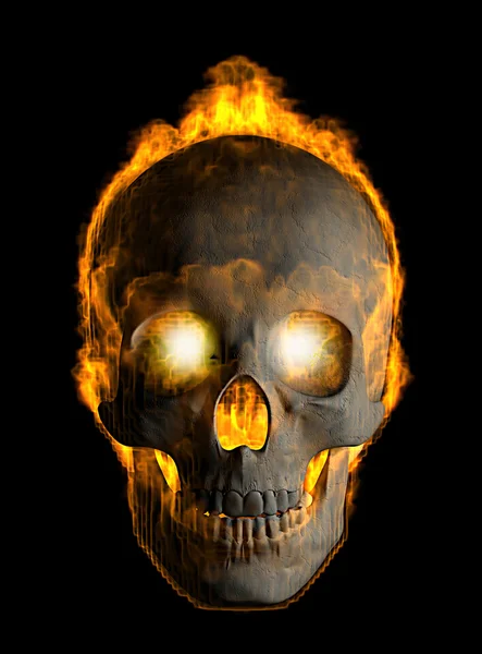 Totenkopf in Flammen — Stockfoto