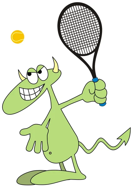 Devilkin tenis oyuncusu — Stok Vektör