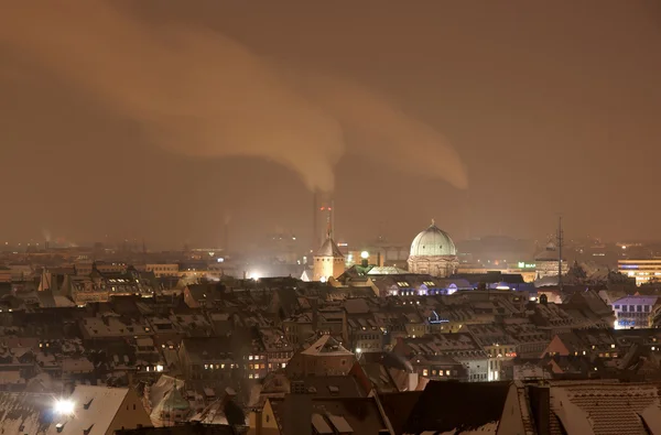 Panoramische Nachtopname Van Nuremberg Duitsland — Stockfoto