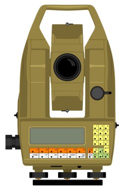 Vector illustration of digital geodetic instrument for precise angles and distance measurement clipart