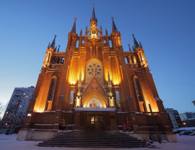 bir katedral gece - Moskova, Rusya