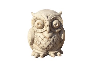 Owl, figurine; decoration; bird; wood; art; isolated; white clipart