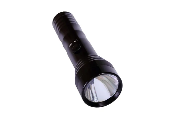 Flashlight , lighting; illuminated; light; black; equipment; background; el — Stock Photo, Image