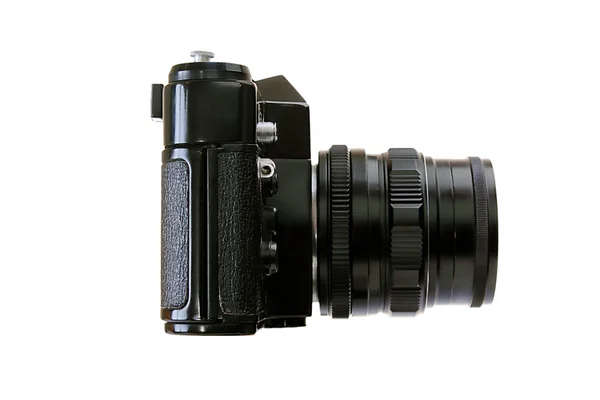 Câmera de filme antigo com lente sobre fundo branco — Fotografia de Stock