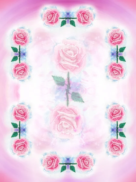 Achtergrond met geschilderde rozen — Stockfoto