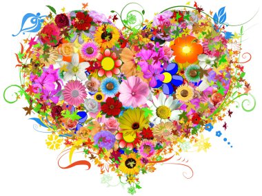 Floral heart shape clipart