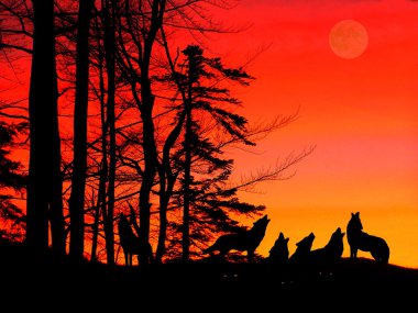 Wolves howling clipart