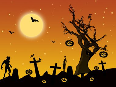 Halloween scary scene clipart