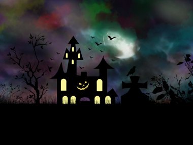 Halloween night scene clipart