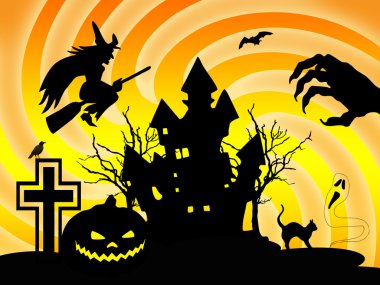 Halloween scene illustration clipart